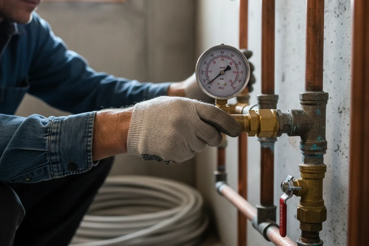 Pressure testing a repaired line during Water Line Repair in Myrtle